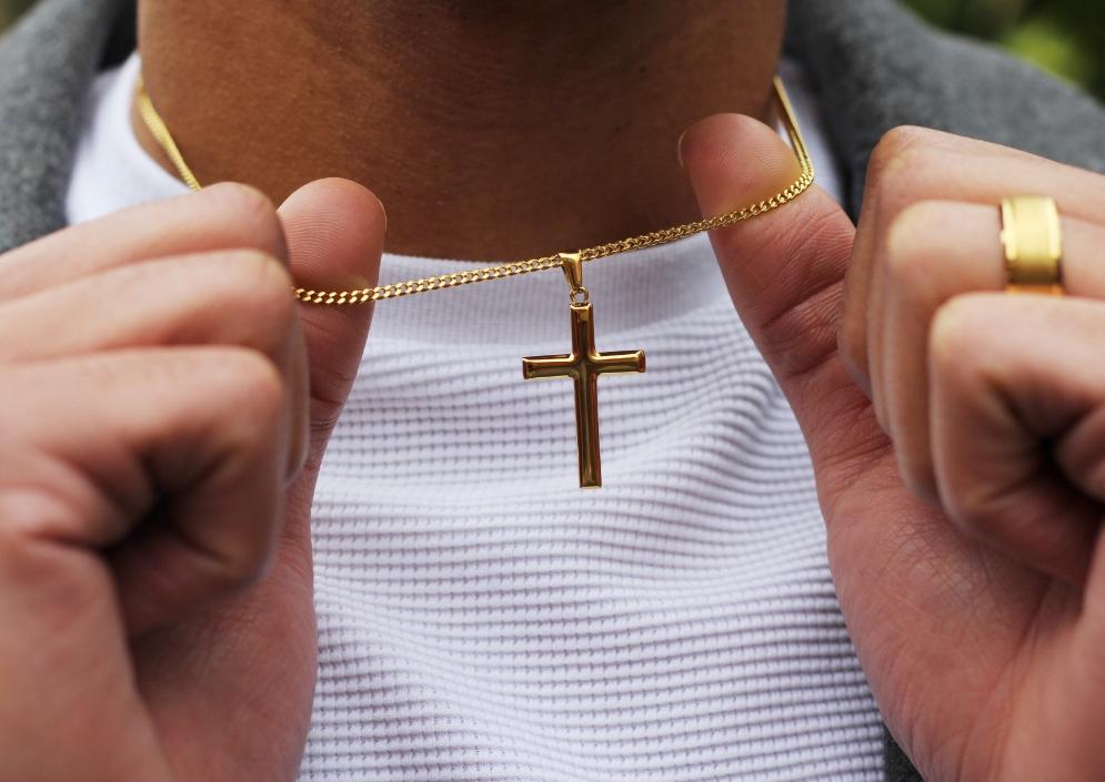 Gold christian hot sale cross necklace