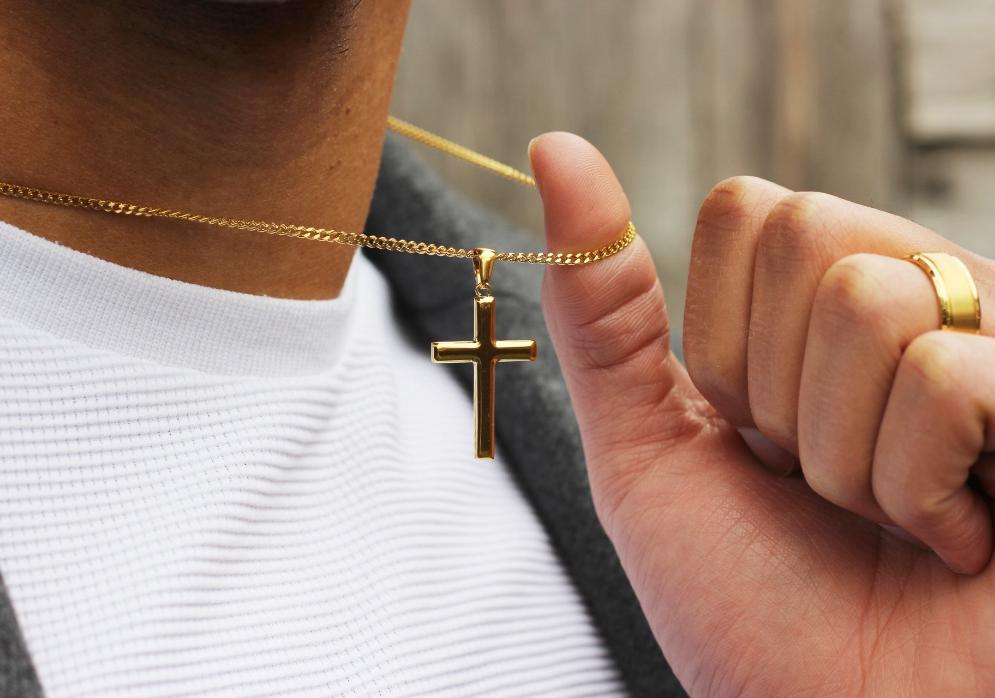 Gold Shield of Faith Cross Necklace for Men & Women. Shop SALE now. –  B.BéNI® Jewelry
